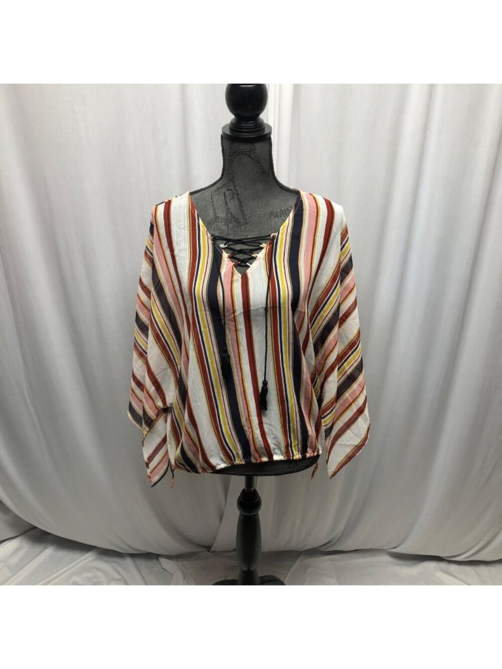 Maurices Striped Multicolor Sheer Blouse Womens Size Medium Lightweight Boho